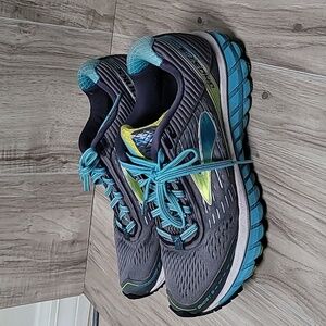 Brooks Ghost 5 Womens 8.5 Gray Teal Sneakers Mesh Running Shoes